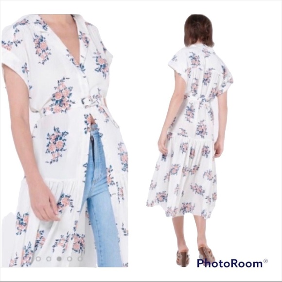 NWT VERONICA BEARD 100% Silk White Floral Meagan Midi Dress Size 2 - Picture 6 of 10